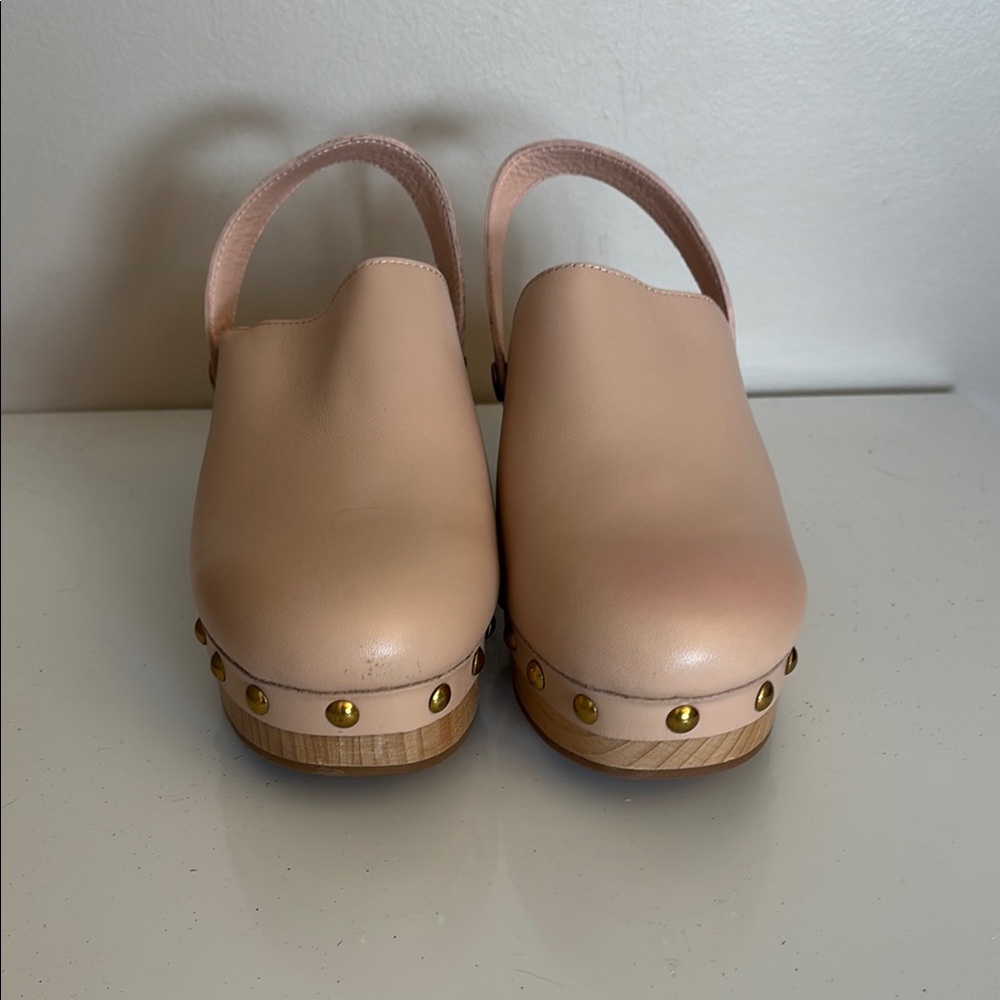 J.Crew Leather Convertible Clogs | Camel Pink | Gold Studs | Size 6.5